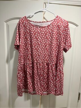 Hibluco Pink Floral Peplum Top